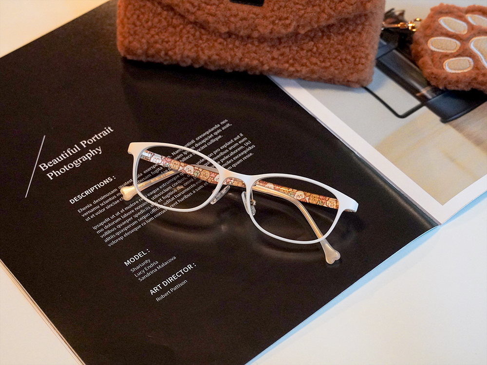 K-DESIGN動物聯萌 | 汪汪甜心 長方框眼鏡 | 櫻花白 