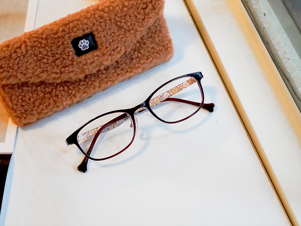 K-DESIGN動物聯萌 | 汪汪甜心 長方框眼鏡 | 櫻桃紅