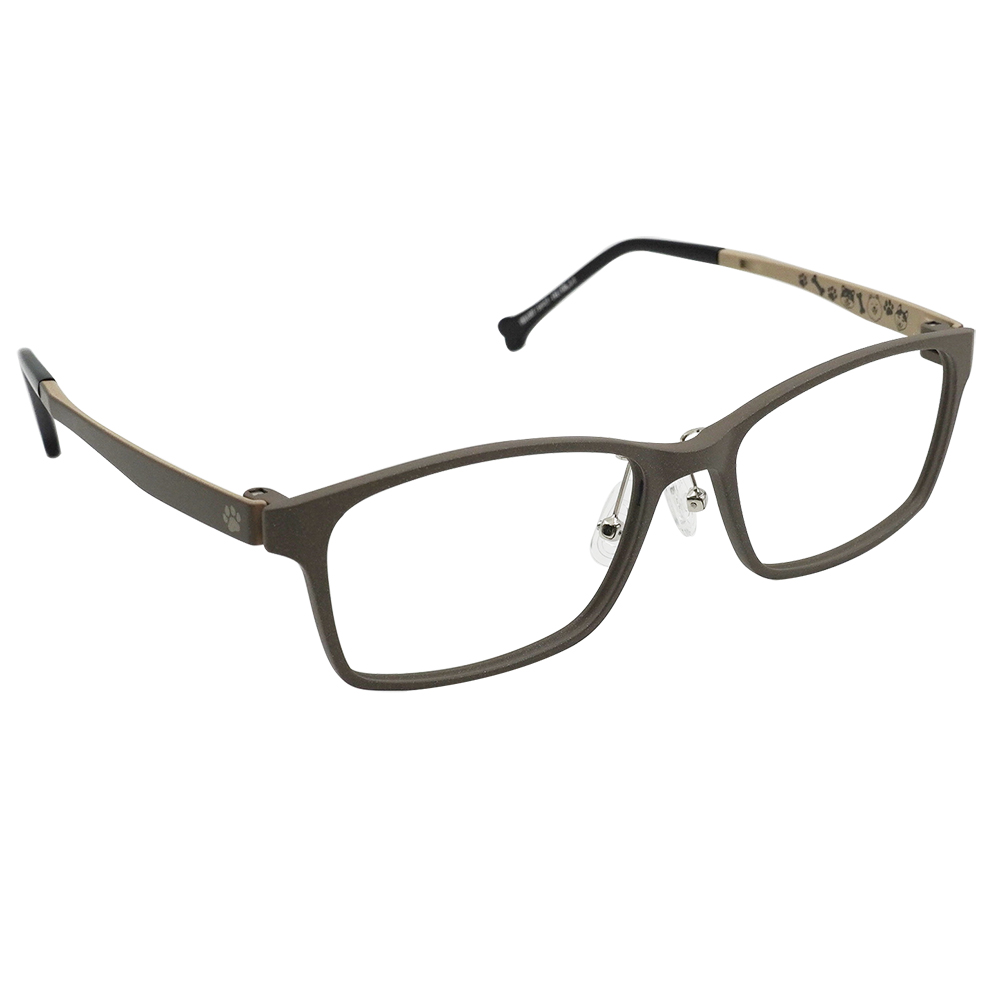 K-DESIGN動物聯萌 | 狗勾特派員 長方框眼鏡 | 亮點棕灰