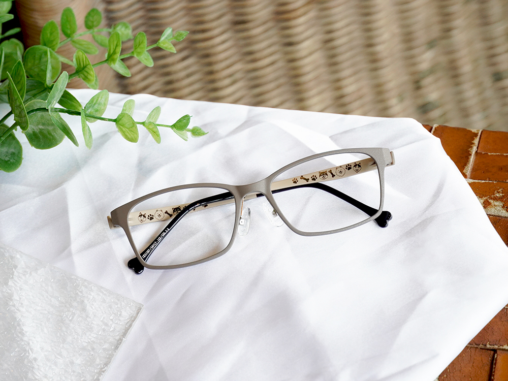 K-DESIGN動物聯萌 | 狗勾特派員 長方框眼鏡 | 亮點棕灰