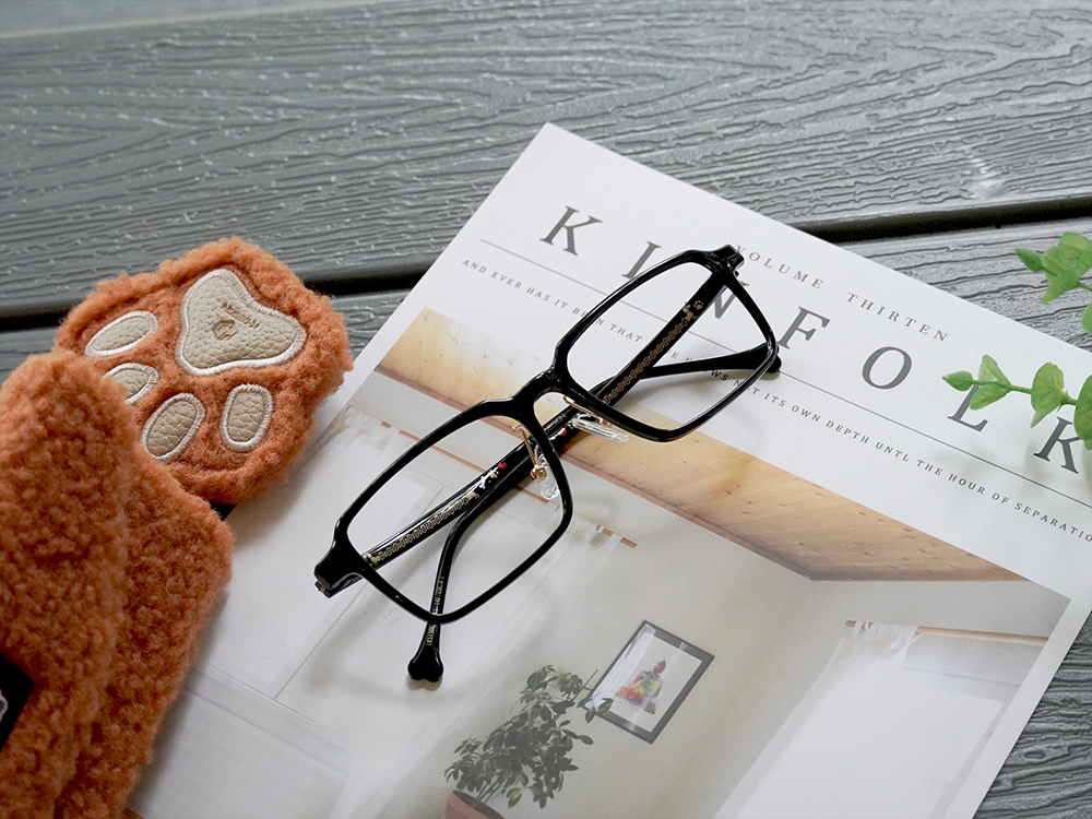 K-DESIGN動物聯萌 | DOOOOG 長方框眼鏡 | 亮光黑