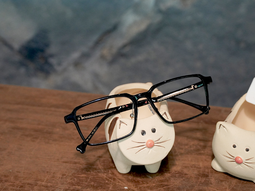 K-DESIGN動物聯萌 | DOOOOG 長方框眼鏡 | 亮光黑