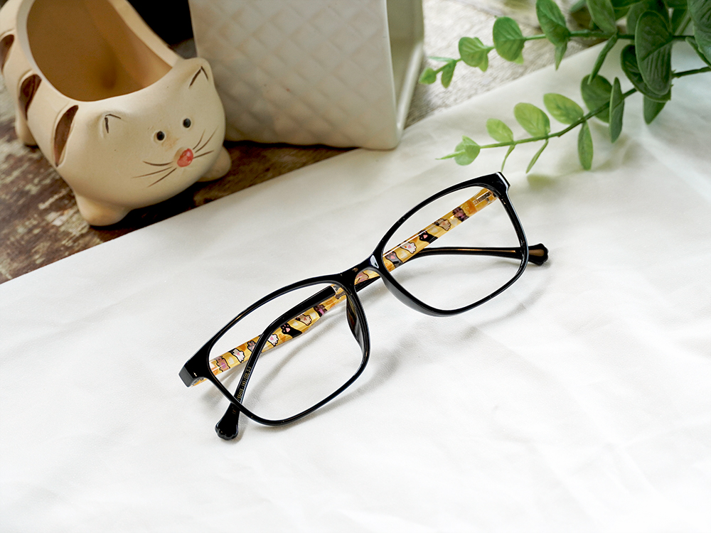 K-DESIGN動物聯萌 | 肉球日記 長方框眼鏡 | 極光黑
