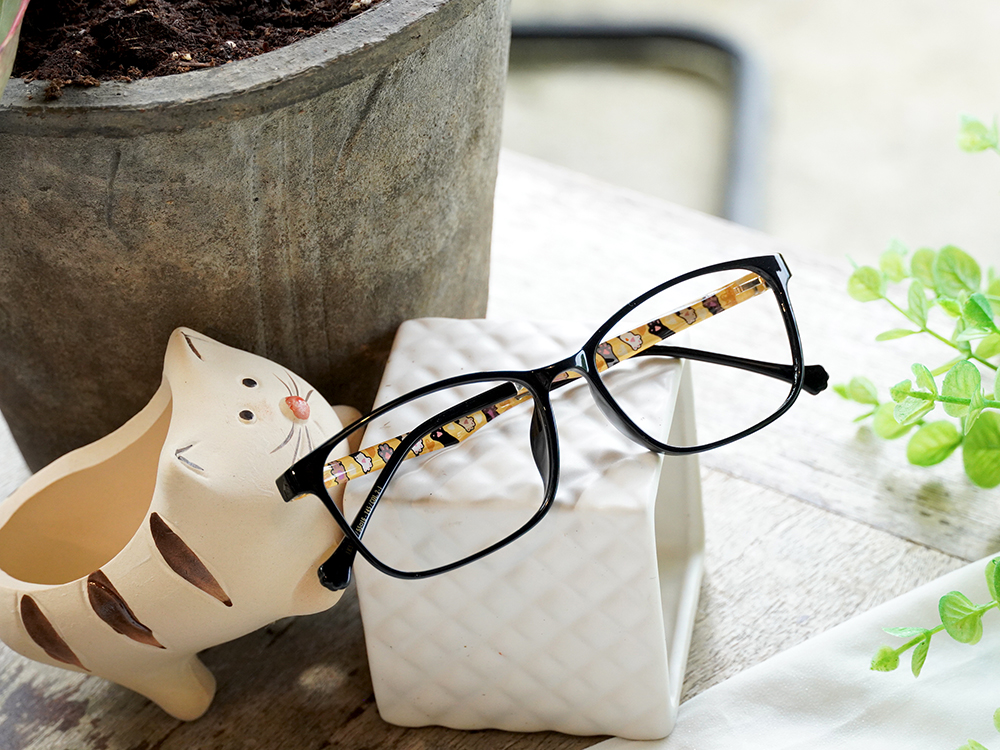 K-DESIGN動物聯萌 | 肉球日記 長方框眼鏡 | 極光黑
