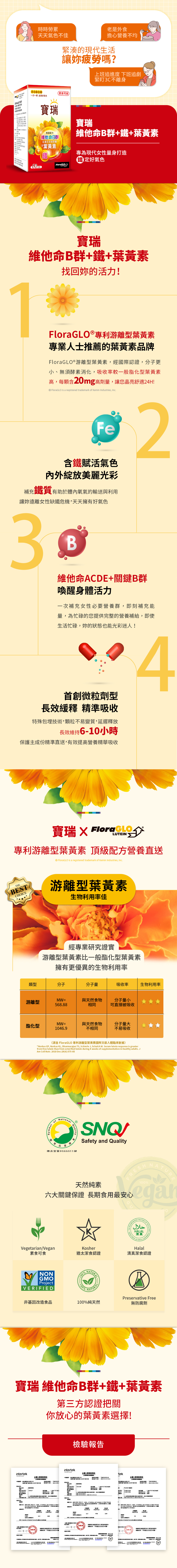 寶瑞維他命B群+鐵+葉黃素（硬膠囊）