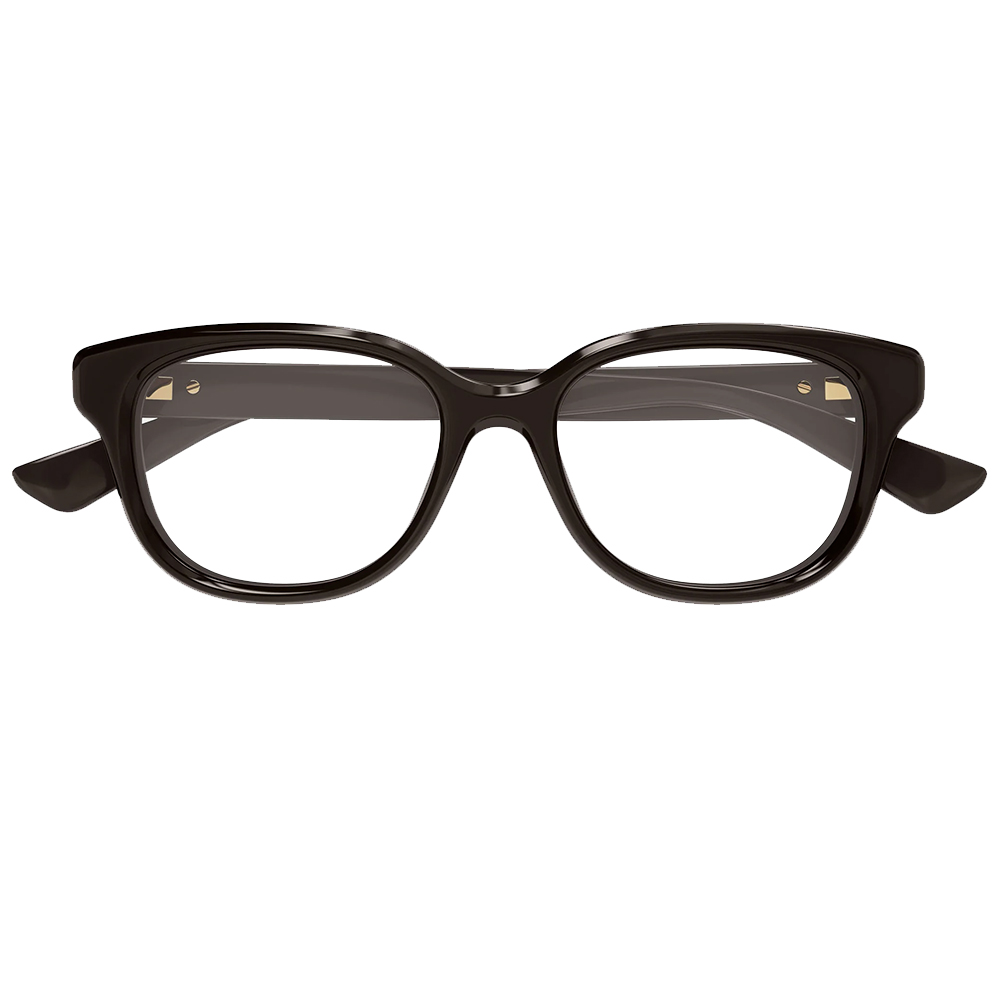 GUCCI | 經典小LOGO方框眼鏡 | 質感咖X金