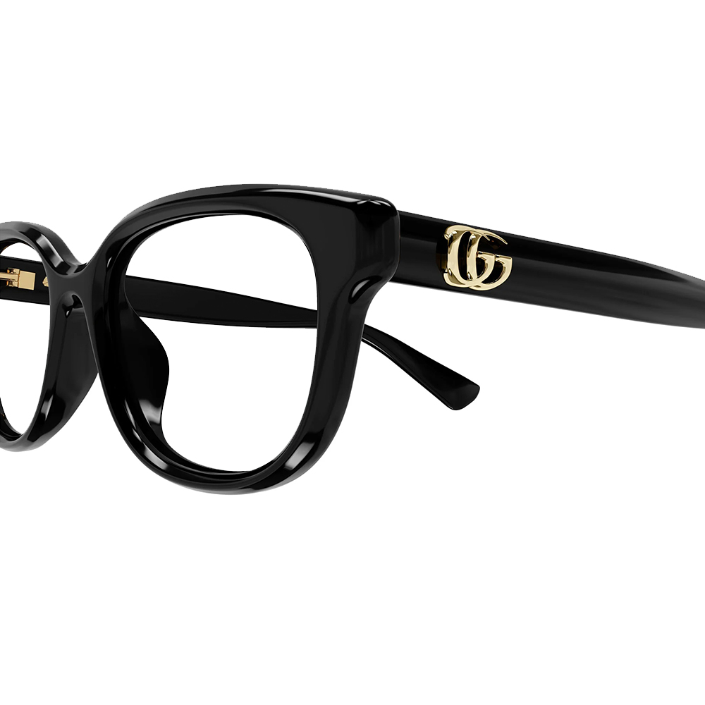 GUCCI | 經典小LOGO方框眼鏡 | 質感黑X金