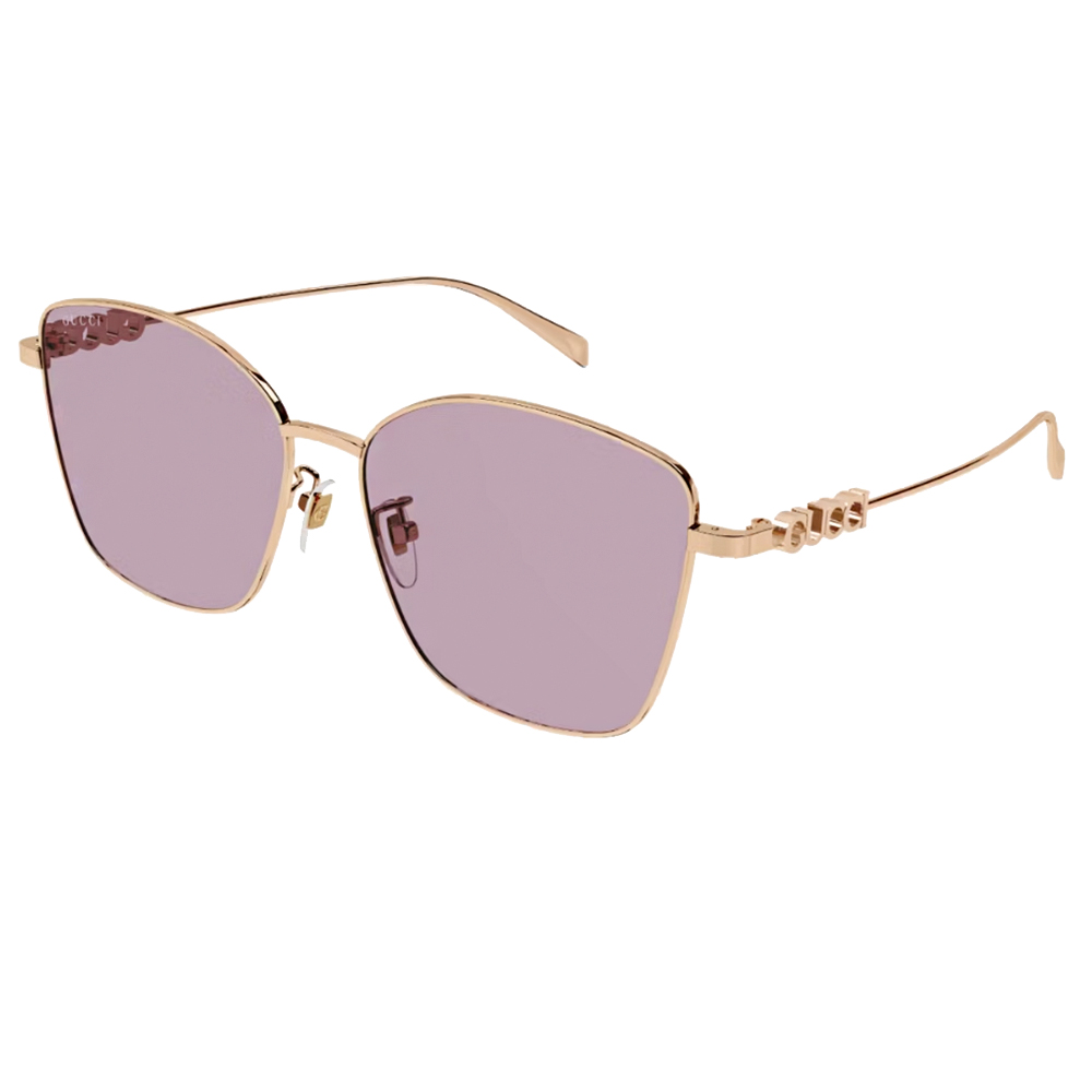 GUCCI | 立體LOGO多邊框太陽眼鏡 | 金X粉