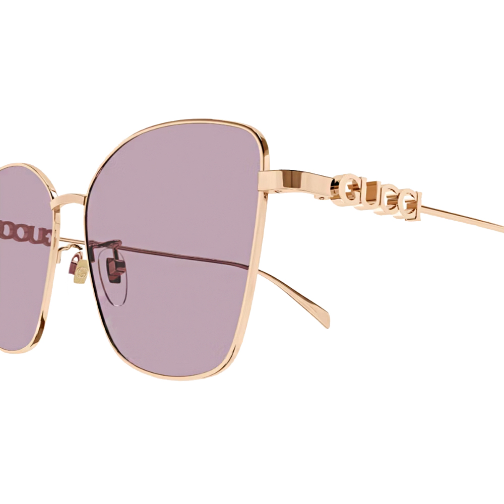 GUCCI | 立體LOGO多邊框太陽眼鏡 | 金X粉