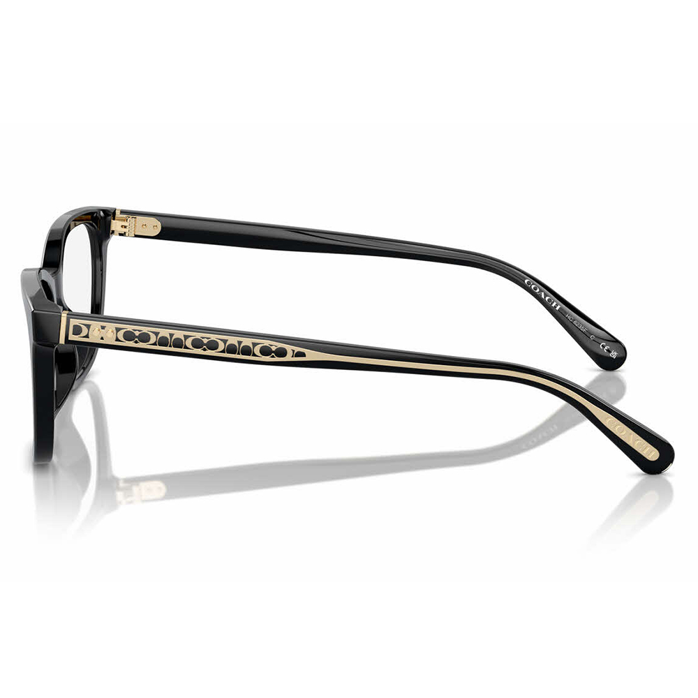 COACH | 經典雙C老花紋方框眼鏡 | 黑邊金