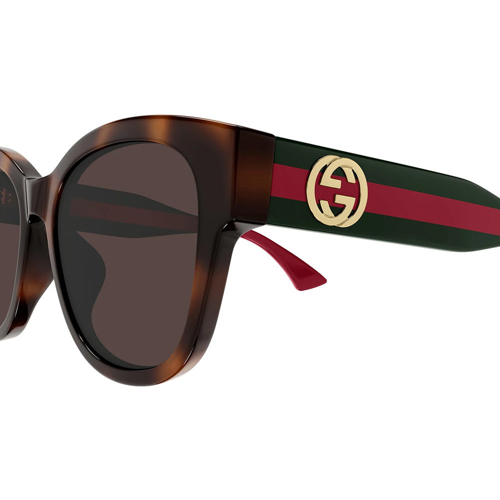 GUCCI | 義光時刻波士頓框太陽眼鏡 | 玳瑁棕X經典紅綠