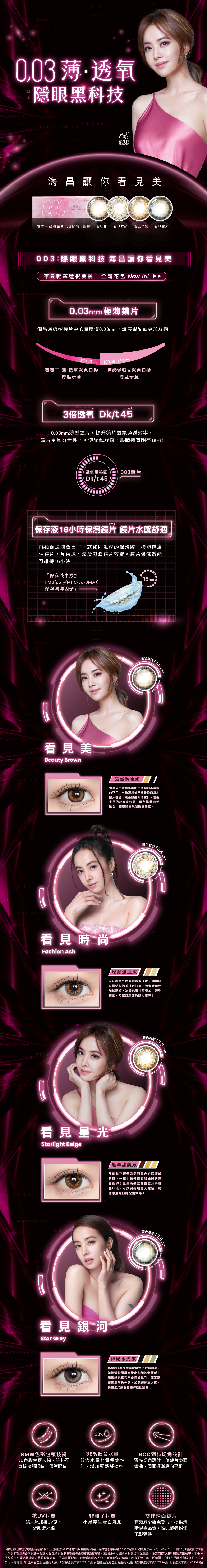 零零三 薄 透氧彩色日拋隱形眼鏡(10片裝/看見銀河)