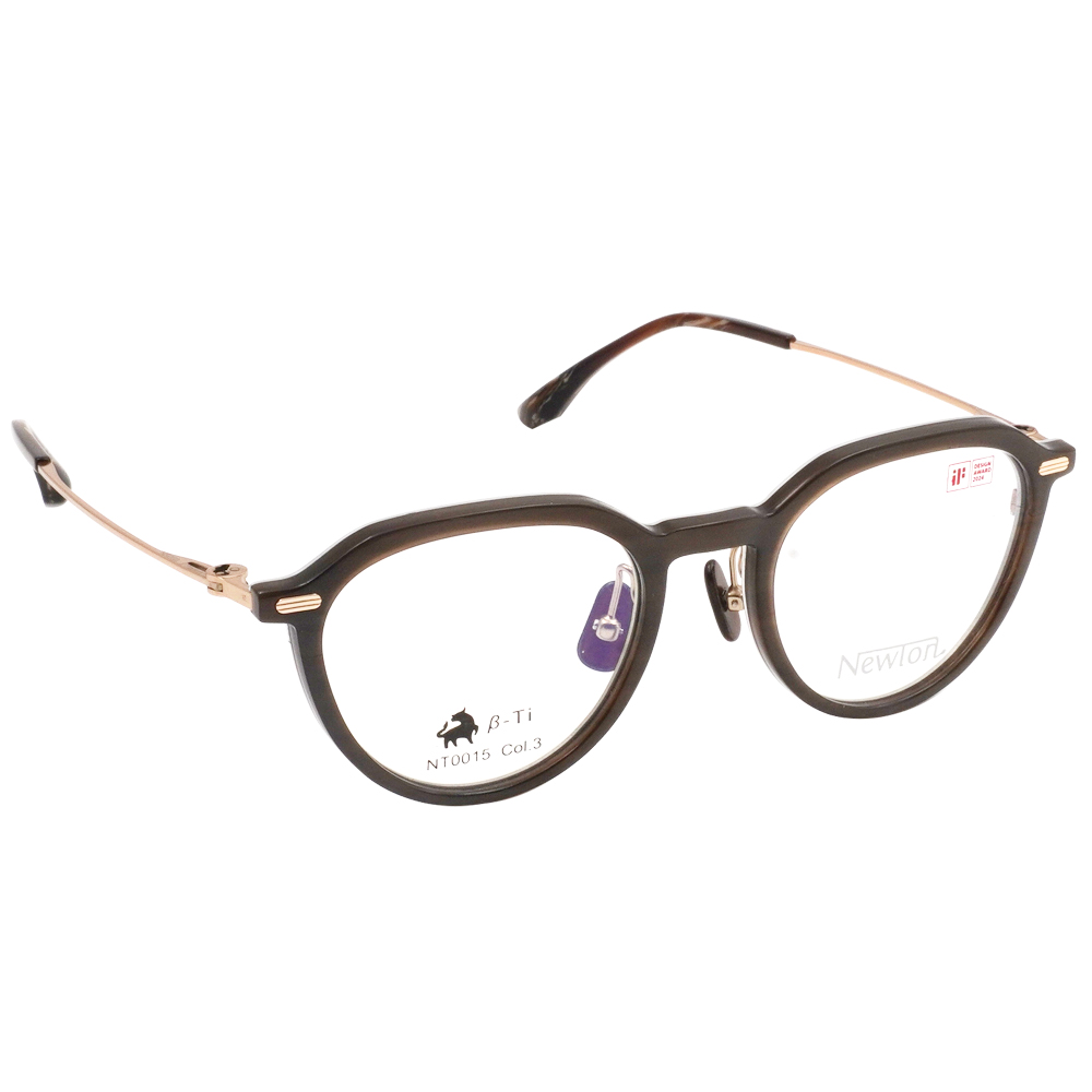 NEWTON︱質感流線 波士頓框眼鏡︱焙亮棕