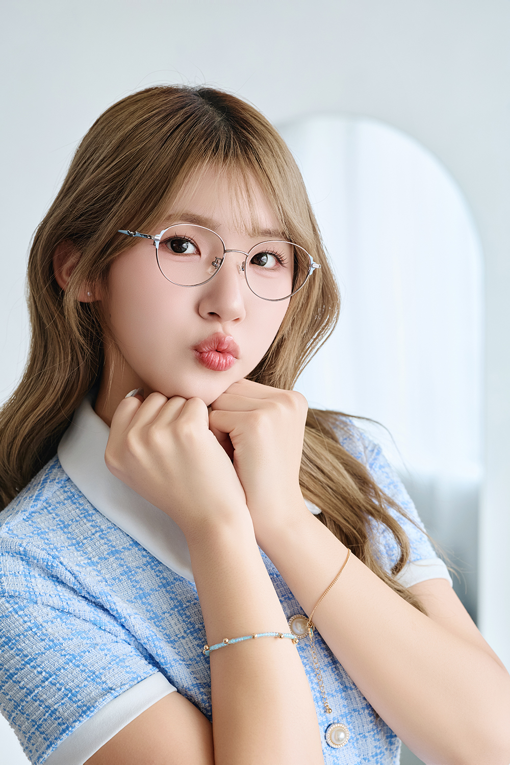 三麗鷗夢幻隊▪︎大耳狗｜藍天巡航 圓框眼鏡｜柔霧灰X藍