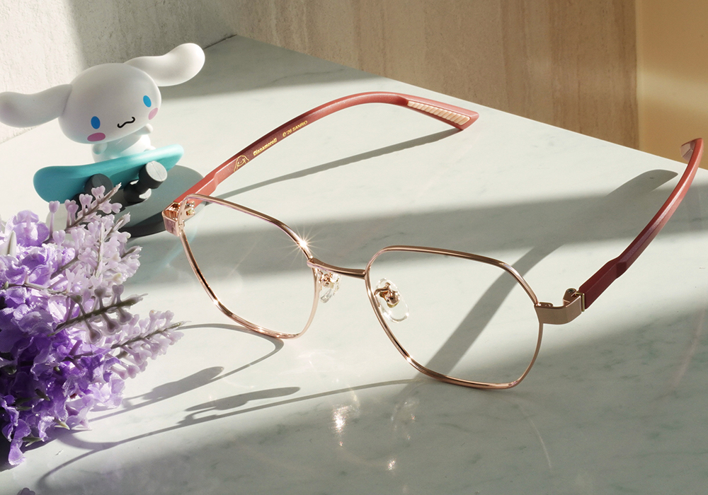 三麗鷗夢幻隊▪︎大耳狗｜軟綿奶霜 多邊框眼鏡｜玫瑰金
