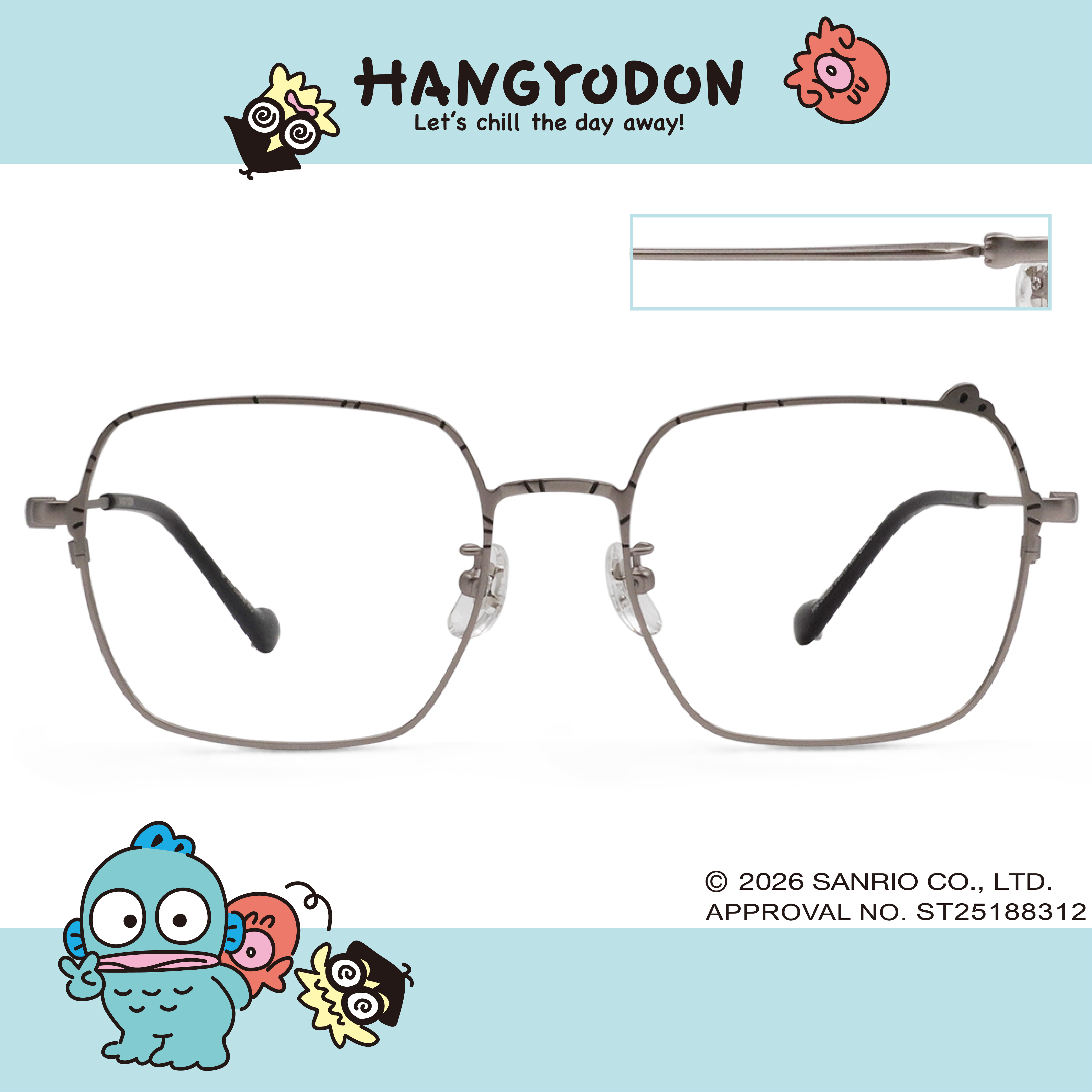 三麗鷗夢幻隊▪︎漢頓｜慢活魚兒 大方框眼鏡｜星霧灰