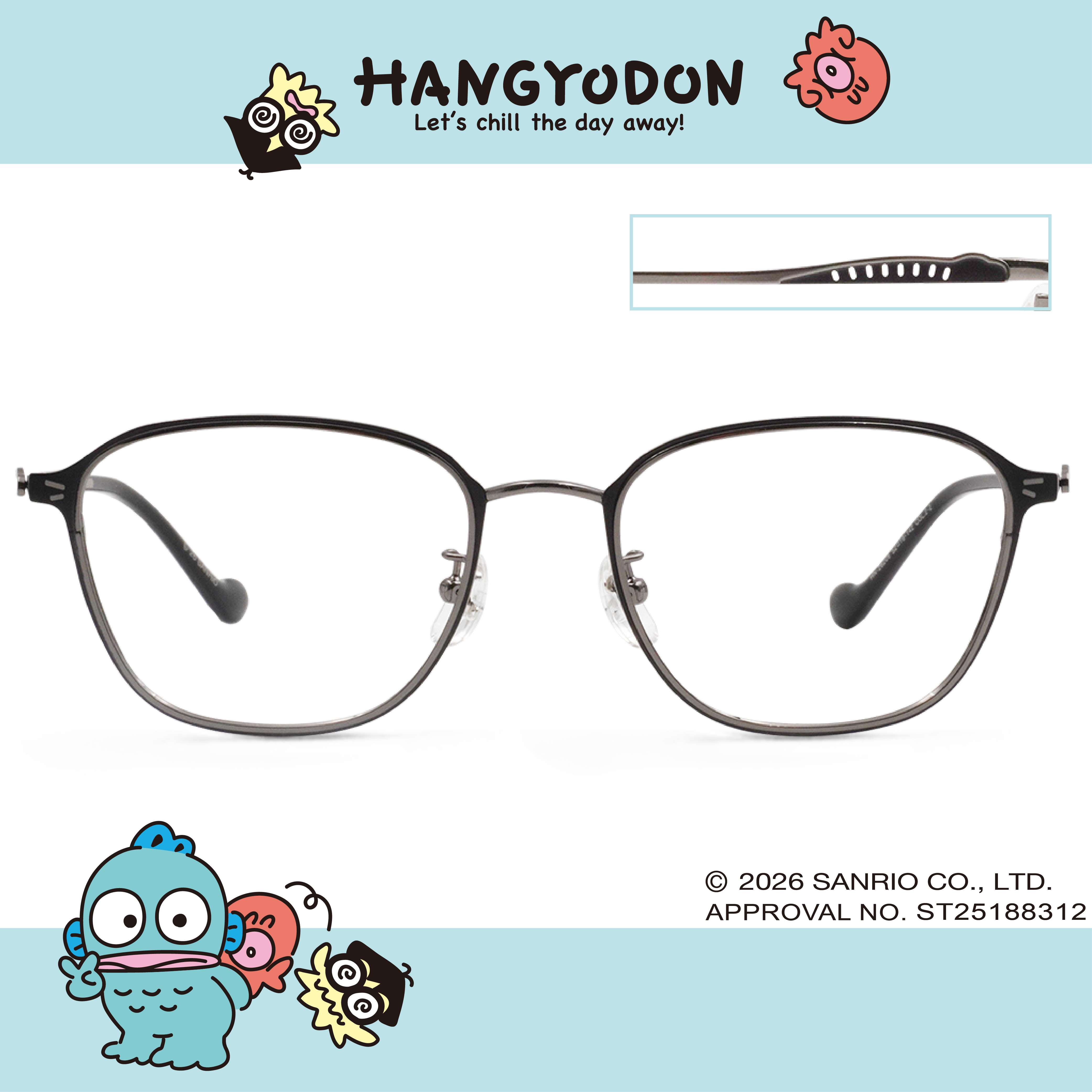 三麗鷗夢幻隊▪︎漢頓｜慵懶魚波紋 方框眼鏡｜冷月黑
