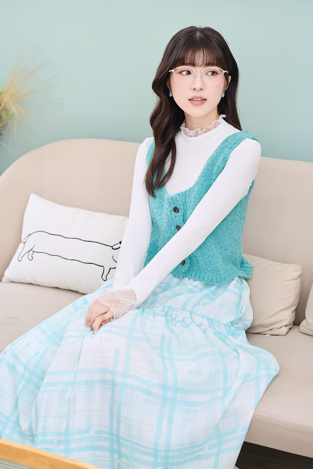 三麗鷗夢幻隊▪︎漢頓｜慵懶魚波紋 方框眼鏡｜淡霧藍