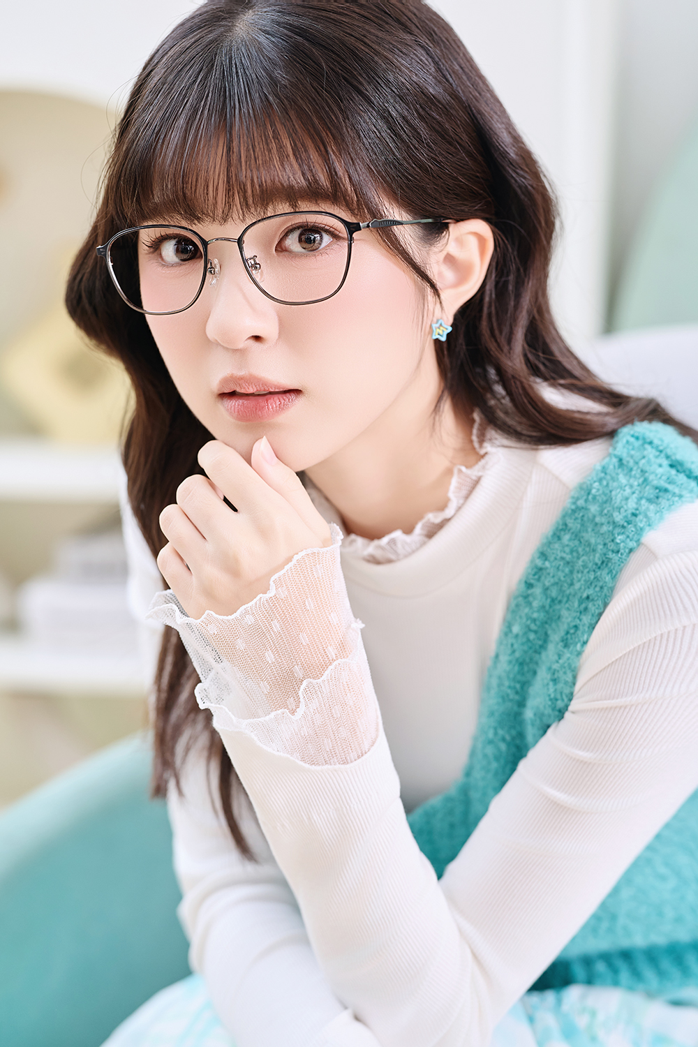 三麗鷗夢幻隊▪︎漢頓｜慵懶魚波紋 方框眼鏡｜淡霧藍