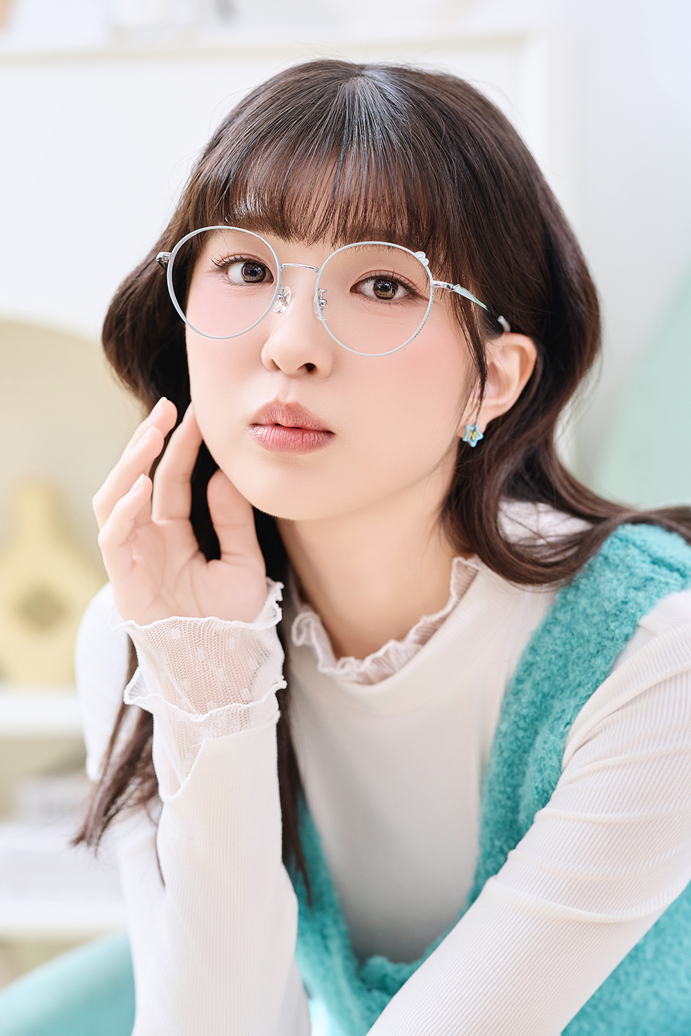 三麗鷗夢幻隊▪︎漢頓｜立體小魚鰭 圓框眼鏡｜糖果黑