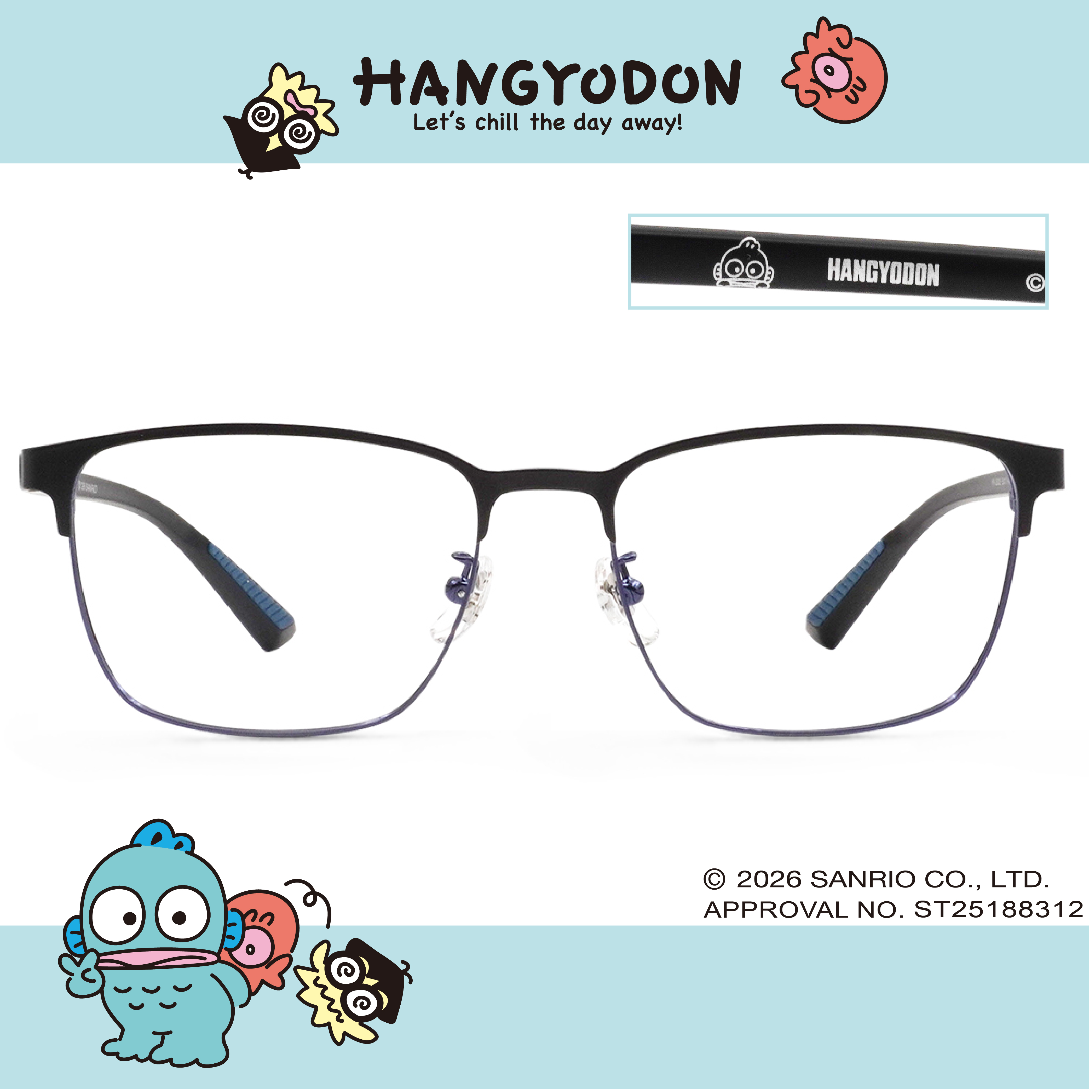 三麗鷗夢幻隊▪︎漢頓｜慢活步調 長方框眼鏡｜深海藍