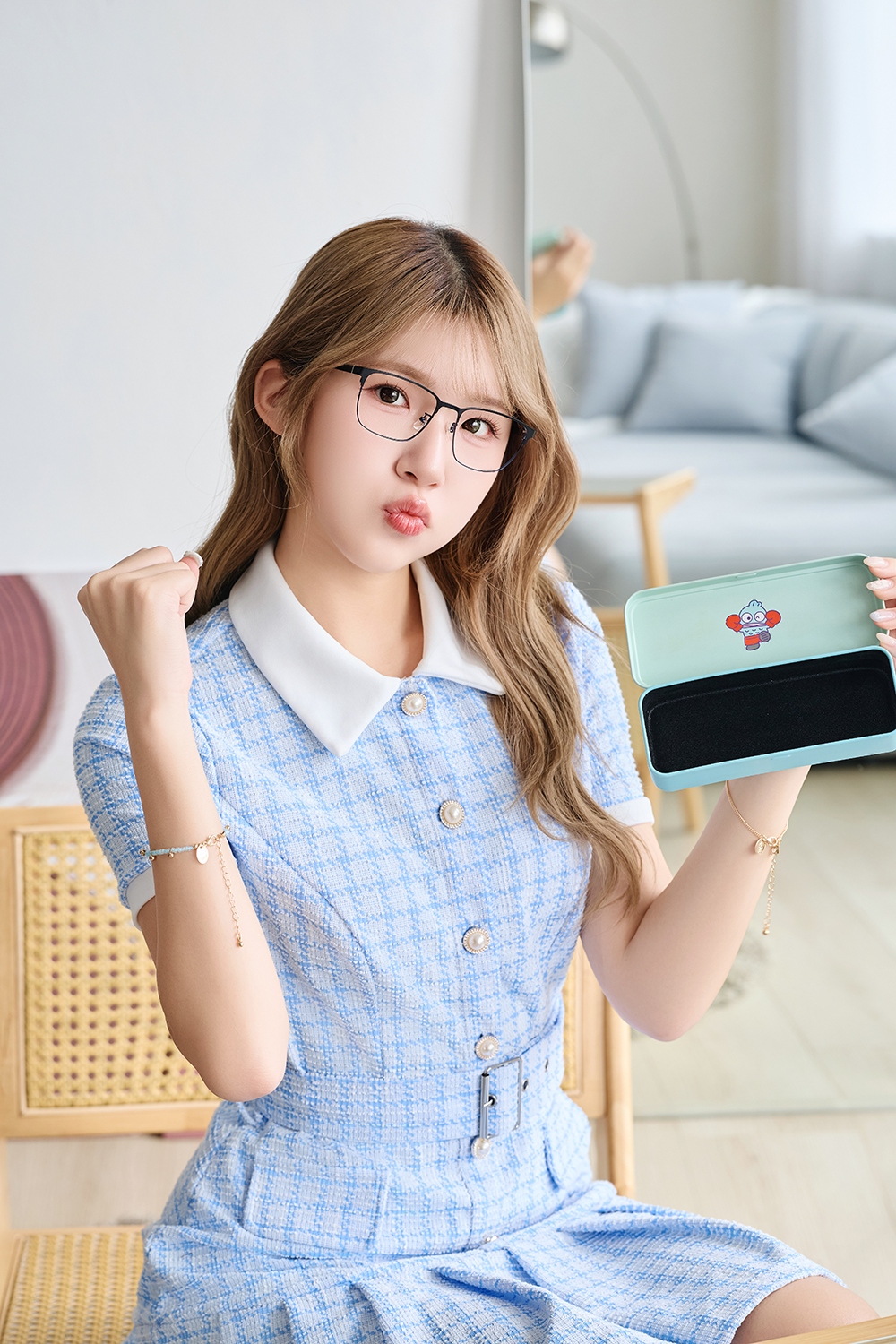 三麗鷗夢幻隊▪︎漢頓｜慢活步調 長方框眼鏡｜深海藍