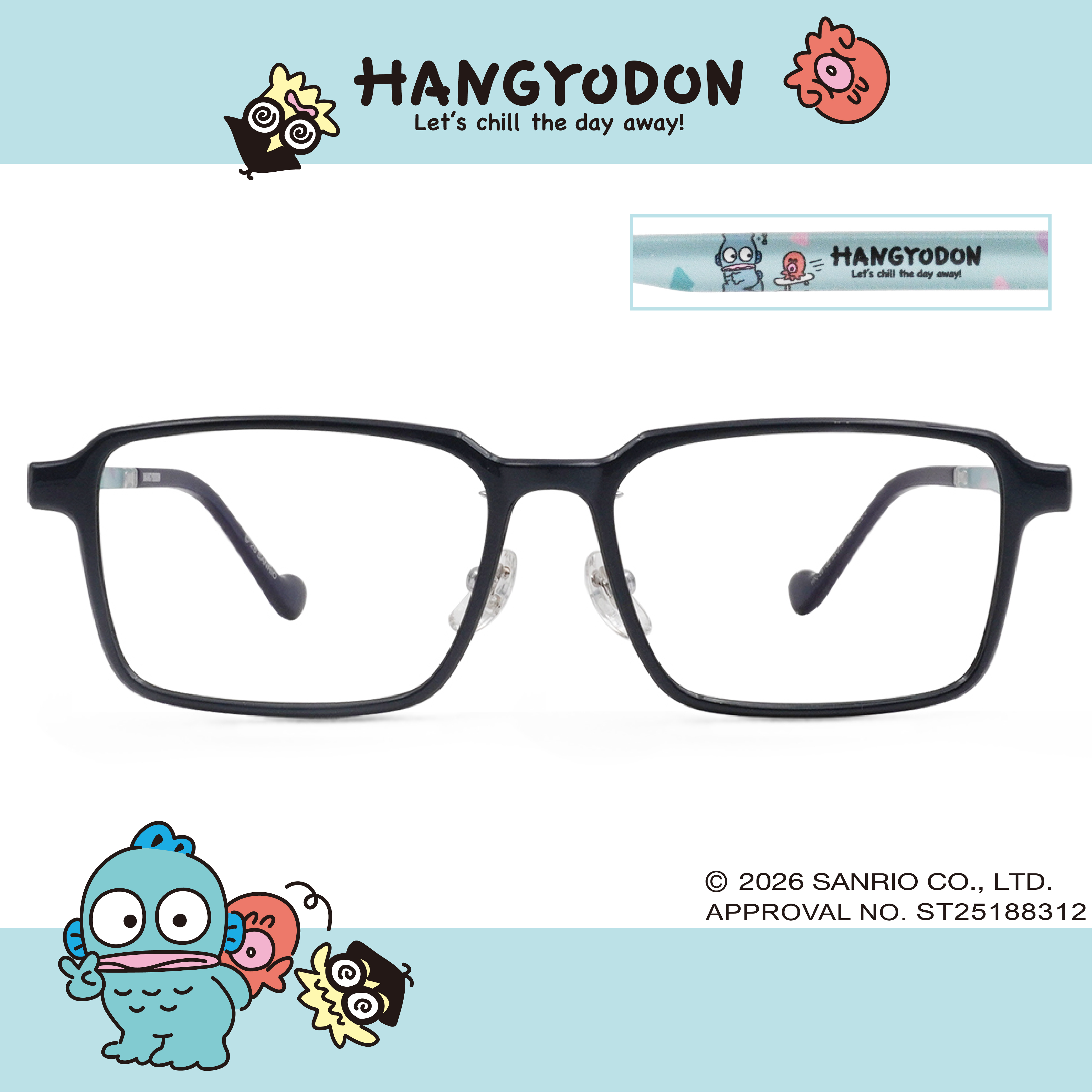 三麗鷗夢幻隊▪︎漢頓｜慵懶模式ON 長方框眼鏡｜迷霧藍
