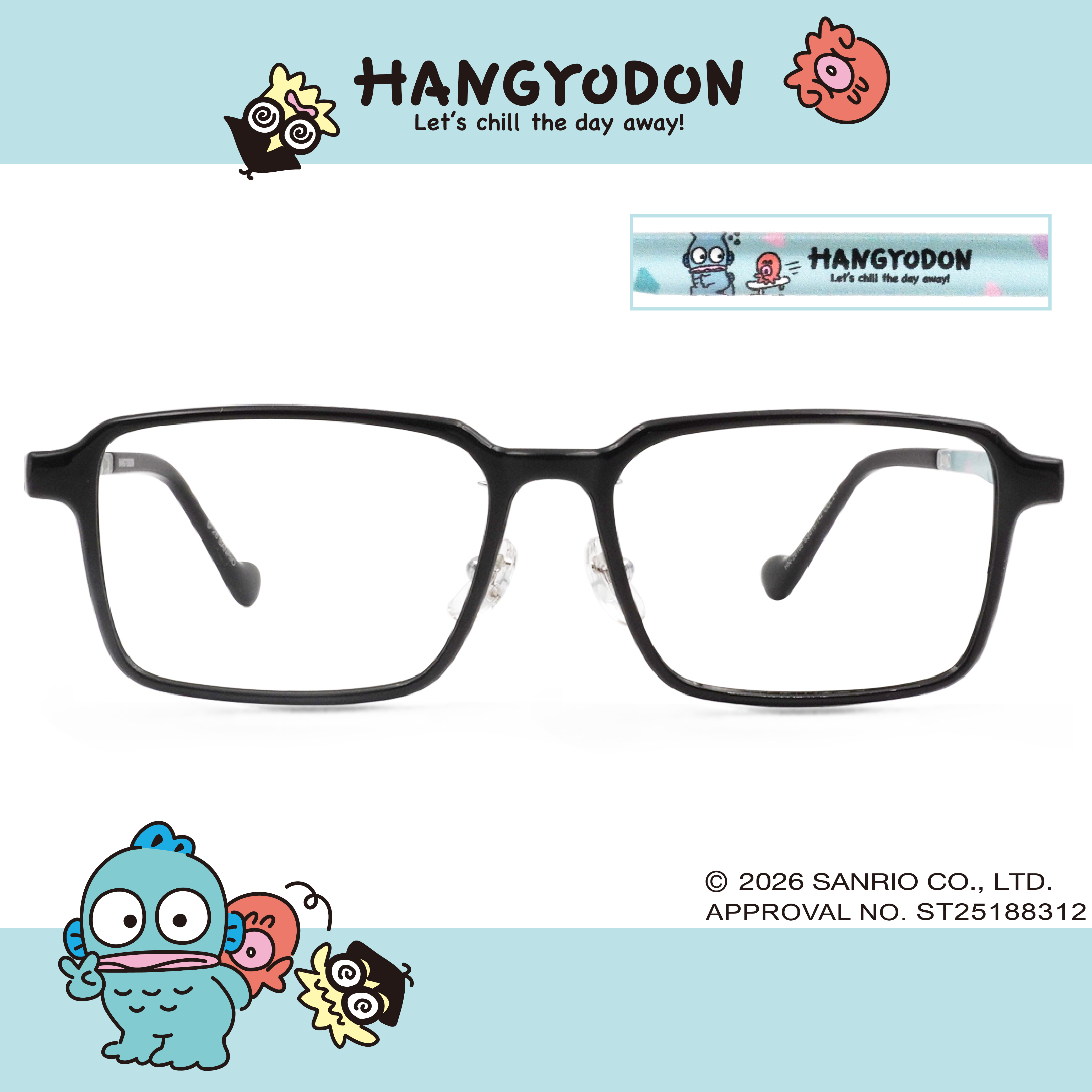 三麗鷗夢幻隊▪︎漢頓｜慵懶模式ON 長方框眼鏡｜慵懶黑