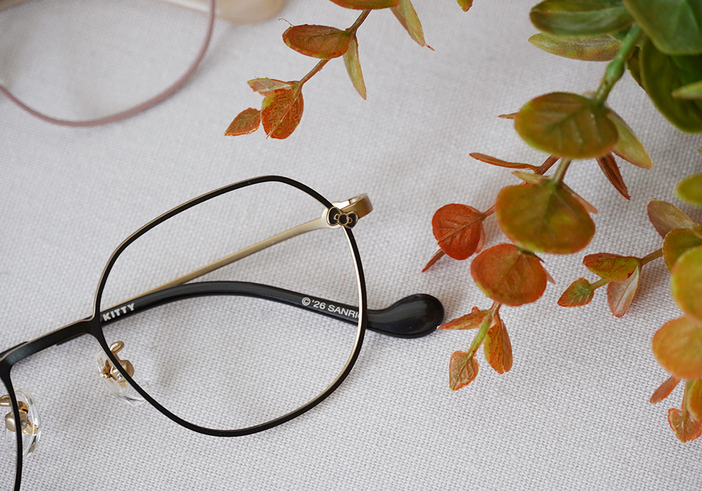 三麗鷗夢幻隊▪︎HELLO KITTY｜蘋果樂園 多邊框眼鏡｜浮光灰X金