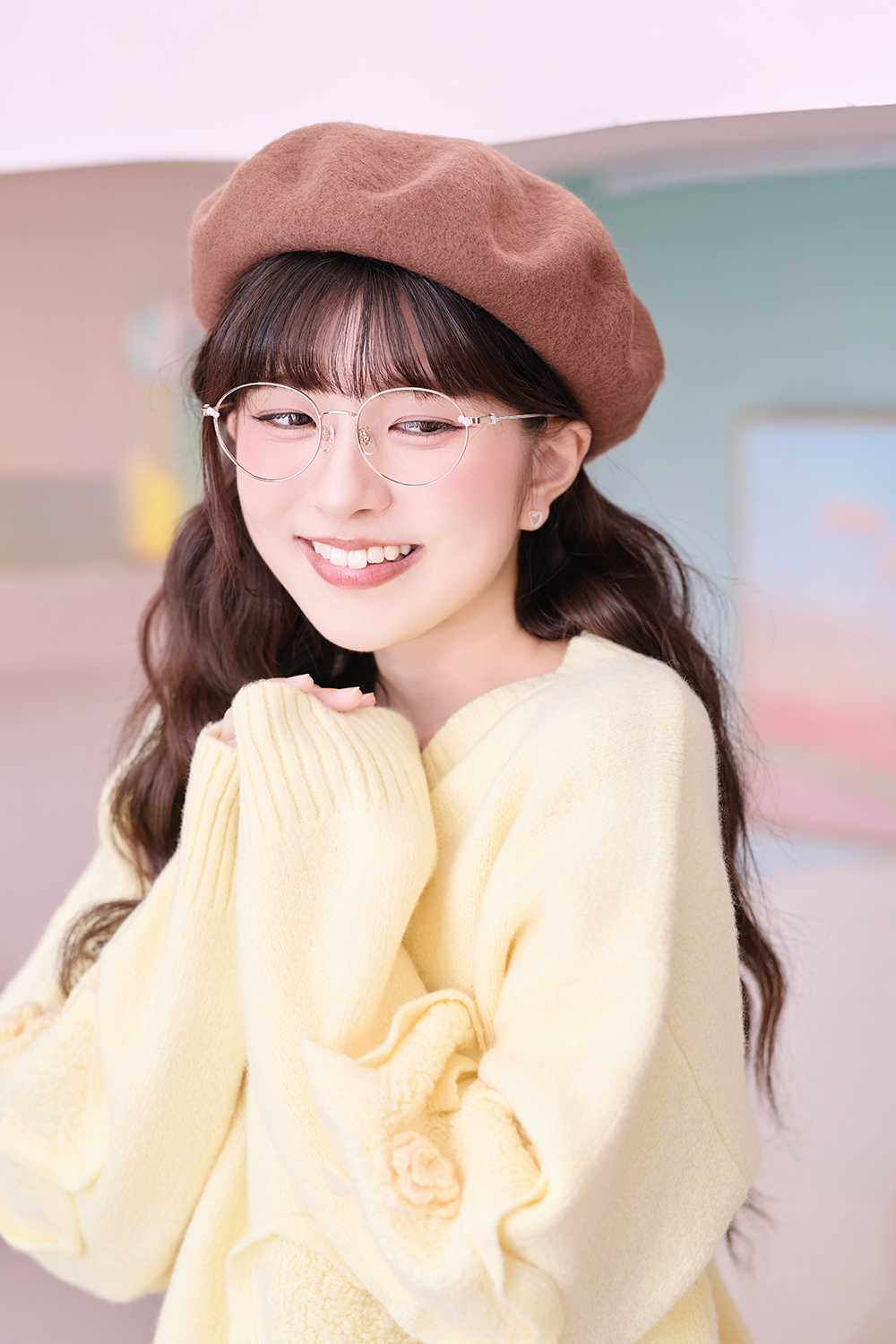 三麗鷗夢幻隊▪︎HELLO KITTY｜蝴蝶結粉光 圓框眼鏡｜晨曦粉金