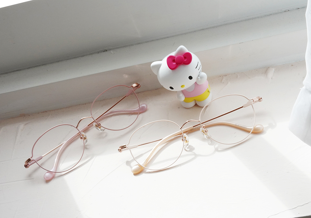 三麗鷗夢幻隊▪︎HELLO KITTY｜柔光綻放 圓框眼鏡｜粉釉橘