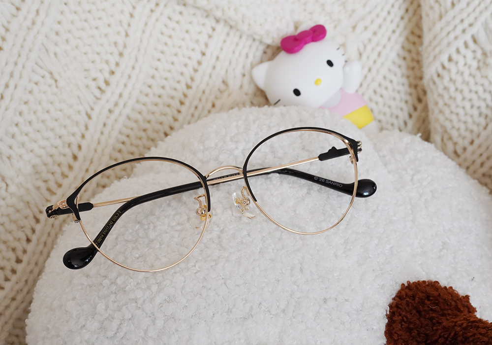 三麗鷗夢幻隊▪︎HELLO KITTY｜浪漫絮語 眉框眼鏡｜深邃黑X金