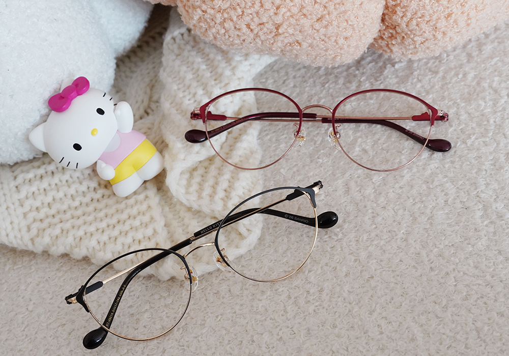 三麗鷗夢幻隊▪︎HELLO KITTY｜浪漫絮語 眉框眼鏡｜深邃紅