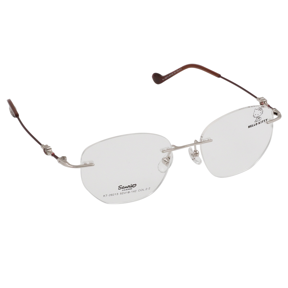 三麗鷗夢幻隊▪︎HELLO KITTY｜絲柔粉韻 多邊框無邊眼鏡｜酒紅