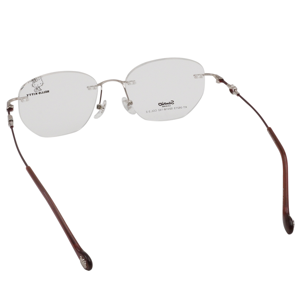 三麗鷗夢幻隊▪︎HELLO KITTY｜絲柔粉韻 多邊框無邊眼鏡｜酒紅