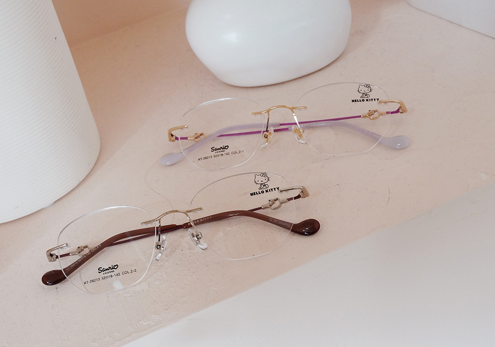 三麗鷗夢幻隊▪︎HELLO KITTY｜絲柔粉韻 多邊框無邊眼鏡｜芋泥紫