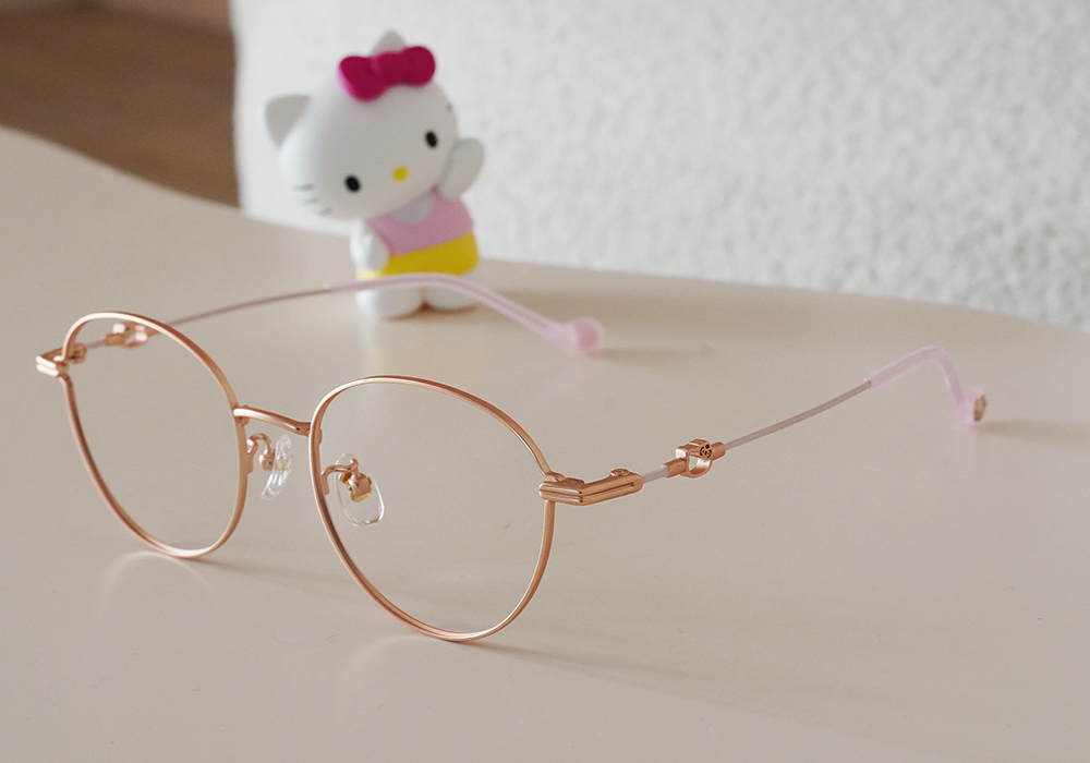 三麗鷗夢幻隊▪︎HELLO KITTY｜心動簍空樣 圓框眼鏡｜迷霧粉