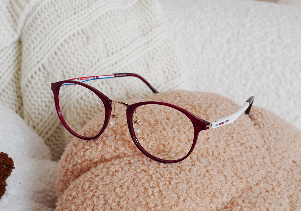 三麗鷗夢幻隊▪︎HELLO KITTY｜甜心網球時刻 圓框眼鏡｜微甜紅