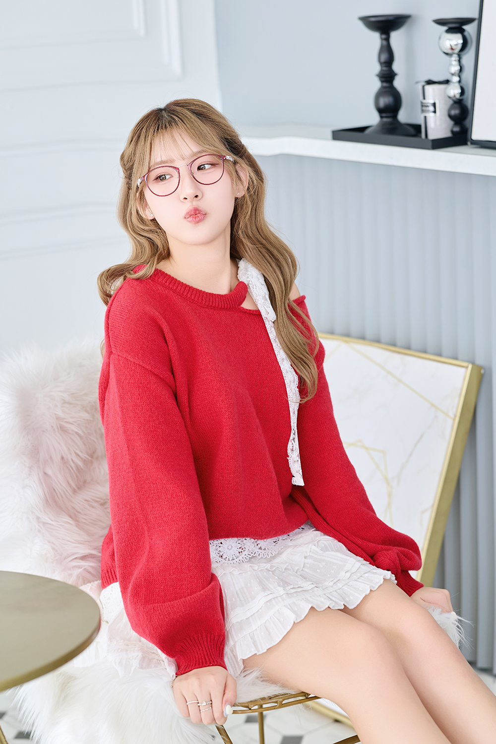 三麗鷗夢幻隊▪︎HELLO KITTY｜甜心網球時刻 圓框眼鏡｜微甜紅