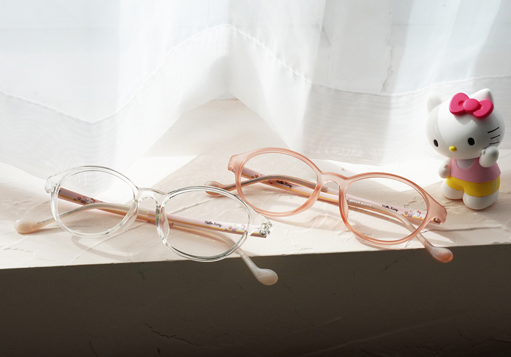 三麗鷗夢幻隊▪︎HELLO KITTY｜簡單樂趣 橢圓框眼鏡｜透霧粉