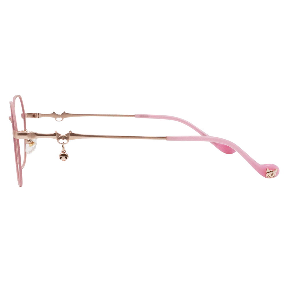 三麗鷗夢幻隊▪︎酷洛米｜黑甜系骷顱吊墜 梨圓框眼鏡｜嫩莓粉