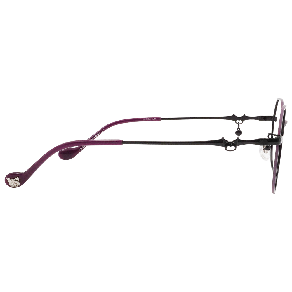 三麗鷗夢幻隊▪︎酷洛米｜黑甜系骷顱吊墜 梨圓框眼鏡｜俏皮黑X紫