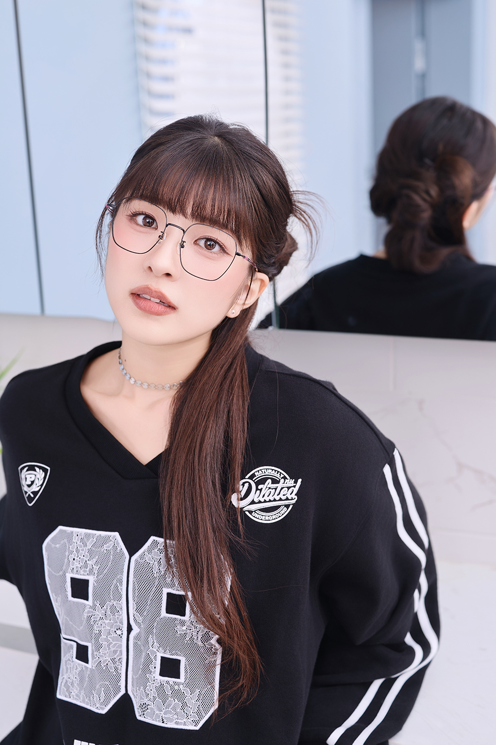 三麗鷗夢幻隊▪︎酷洛米｜壞甜鋸齒線 大方框眼鏡｜柔黑X紫