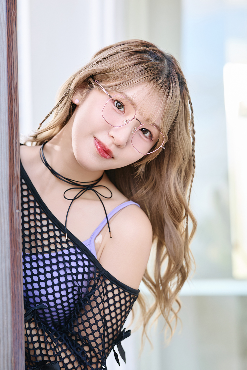 三麗鷗夢幻隊▪︎酷洛米｜壞甜鋸齒線 大方框眼鏡｜柔黑X紫