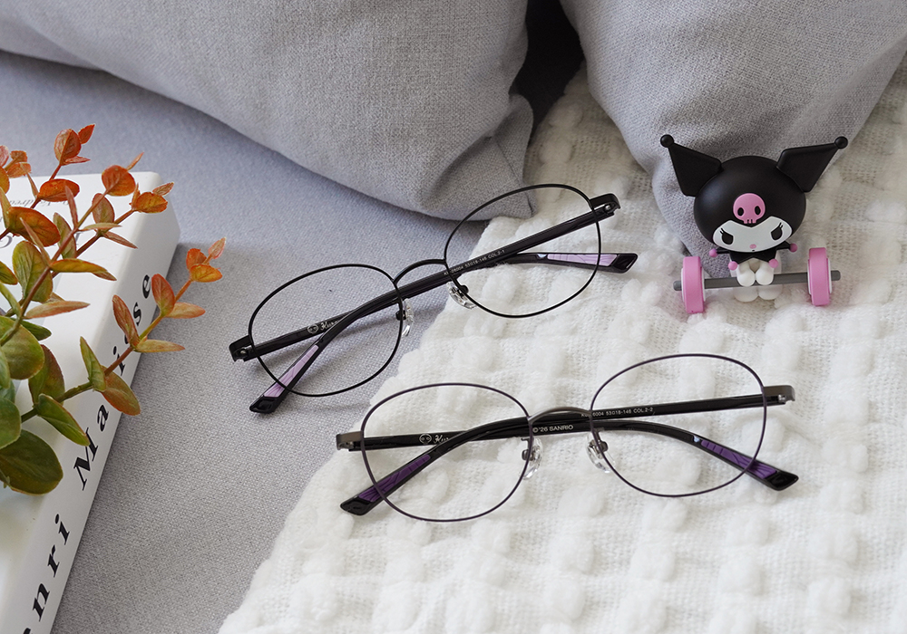 三麗鷗夢幻隊▪︎酷洛米｜搗蛋小甜心 圓框眼鏡｜黑甜心/紫