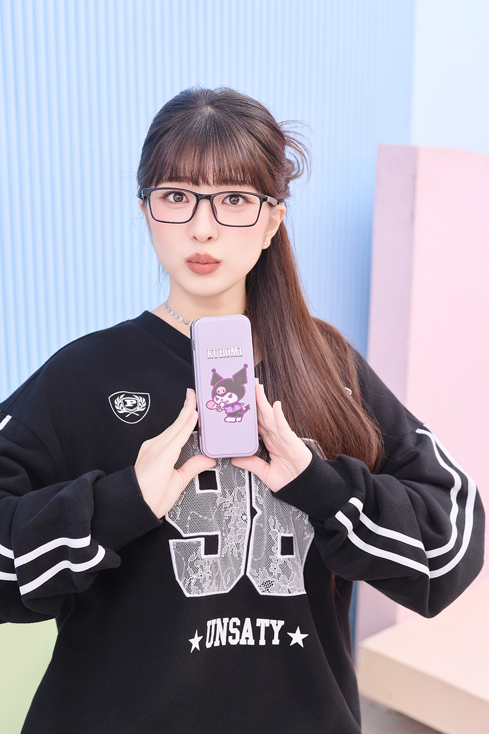 三麗鷗夢幻隊▪︎酷洛米｜舉重少女 長方框眼鏡｜霧黑紫