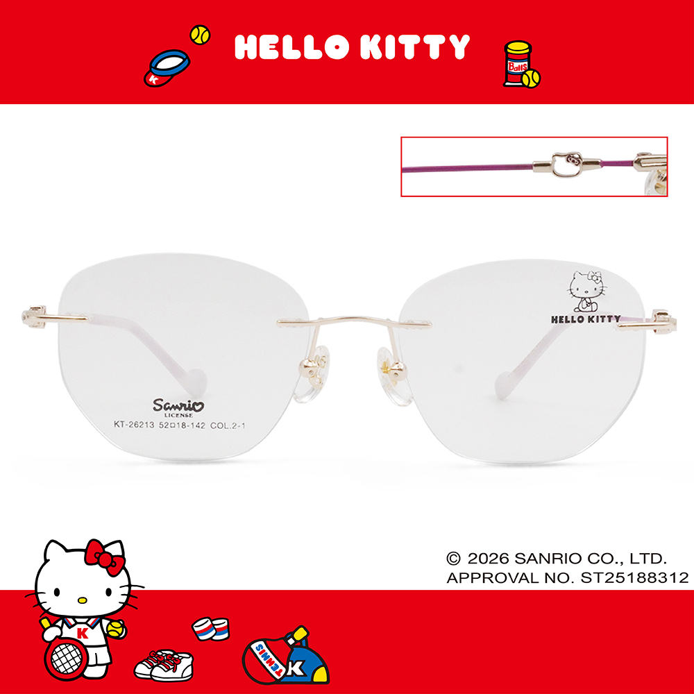 三麗鷗夢幻隊▪︎HELLO KITTY｜絲柔粉韻 多邊框無邊眼鏡｜芋泥紫